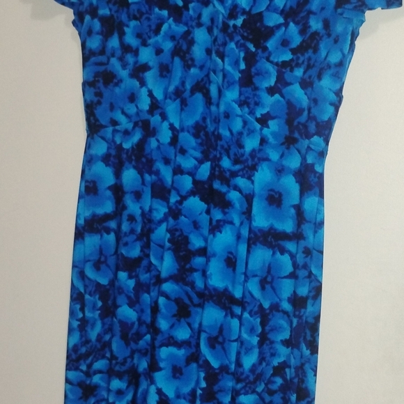 Chaps By Ralph Lauren Floral Crossover Surplice Dress-Blue  Moc Wrap Jersey - Picture 10 of 16